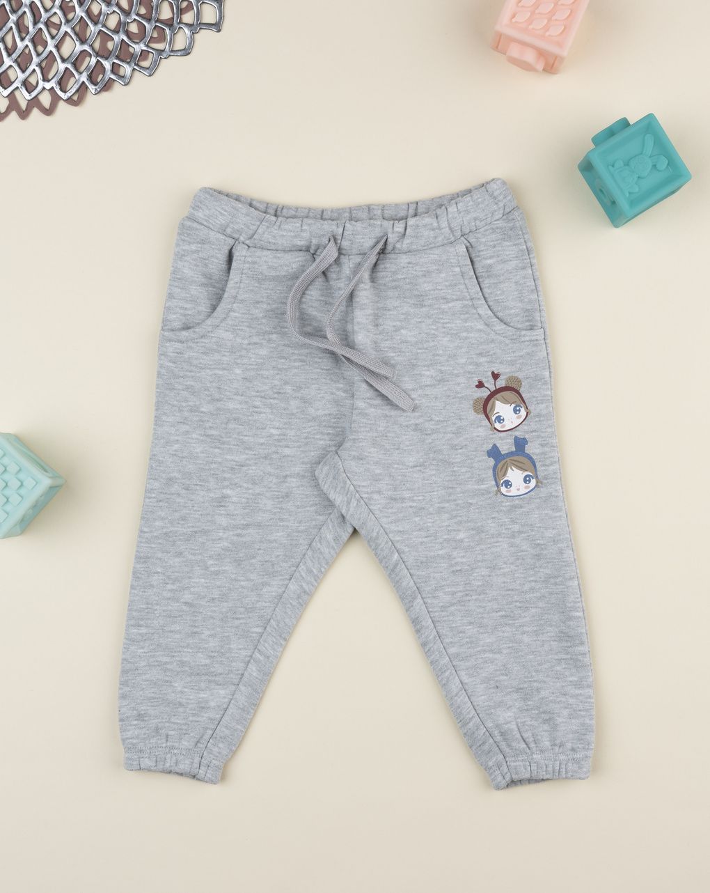 Pantalone bimba grigio stampato