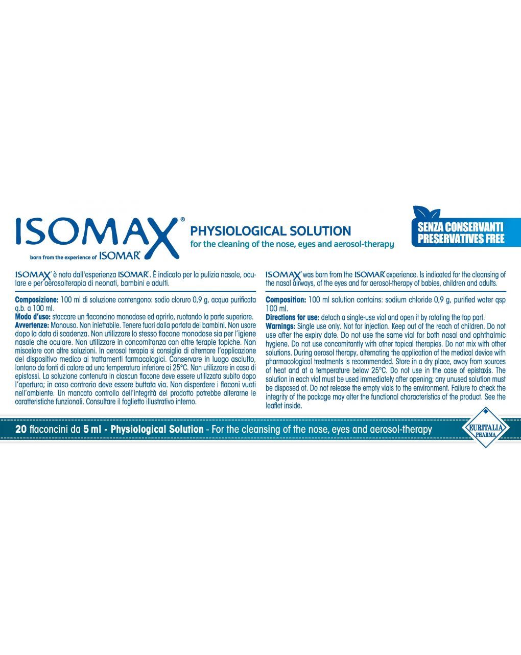 Isomax fisiologica 20 fl x 5ml - isomax