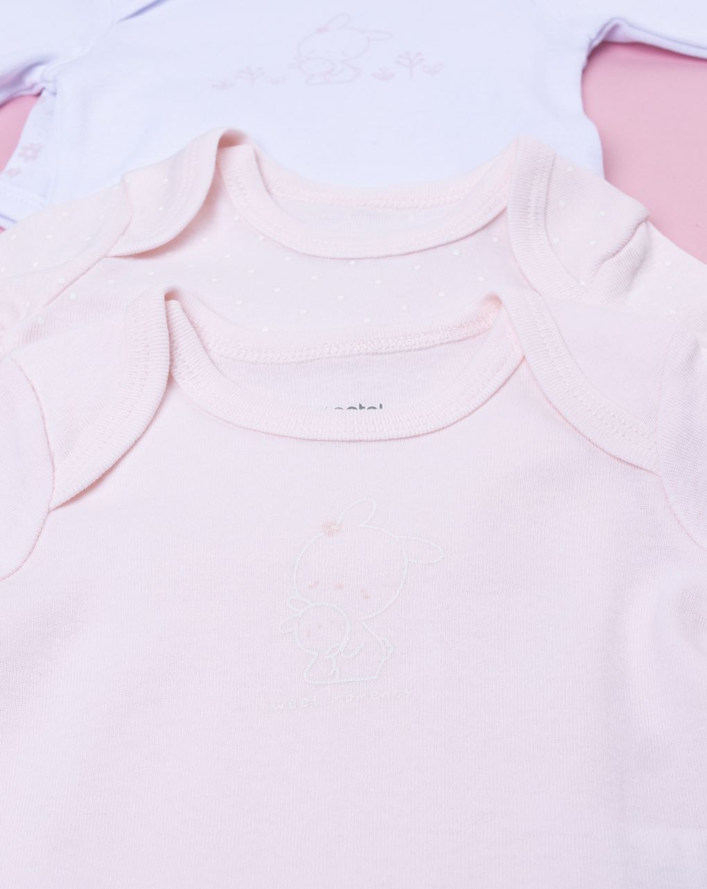 Pack 5 body bimba a costina bianco/rosa