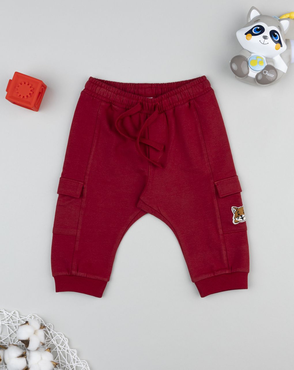 Pantalone felpato bimbo bordeaux