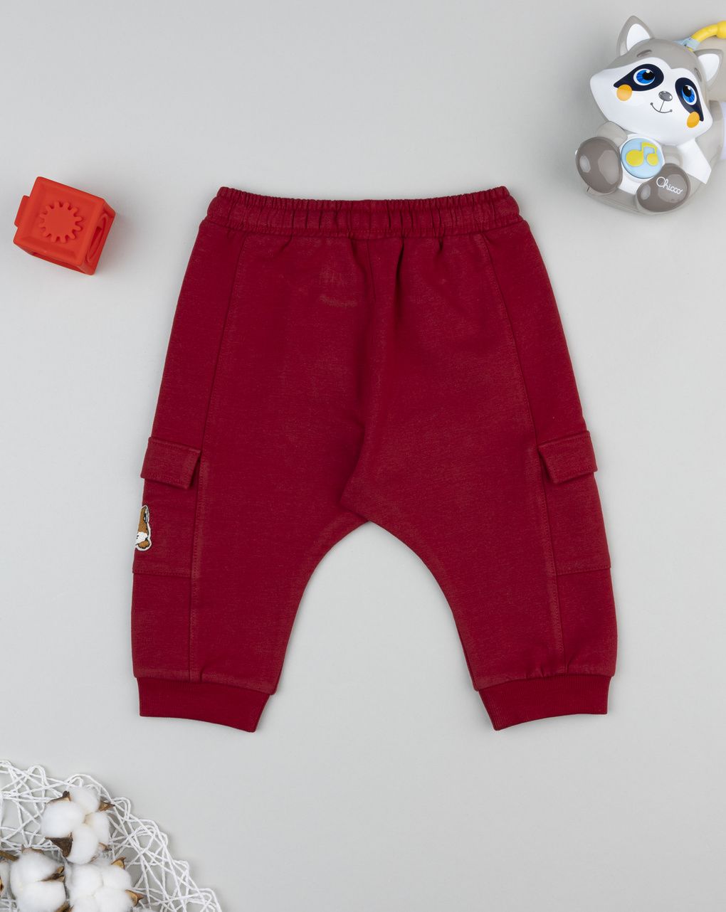 Pantalone felpato bimbo bordeaux