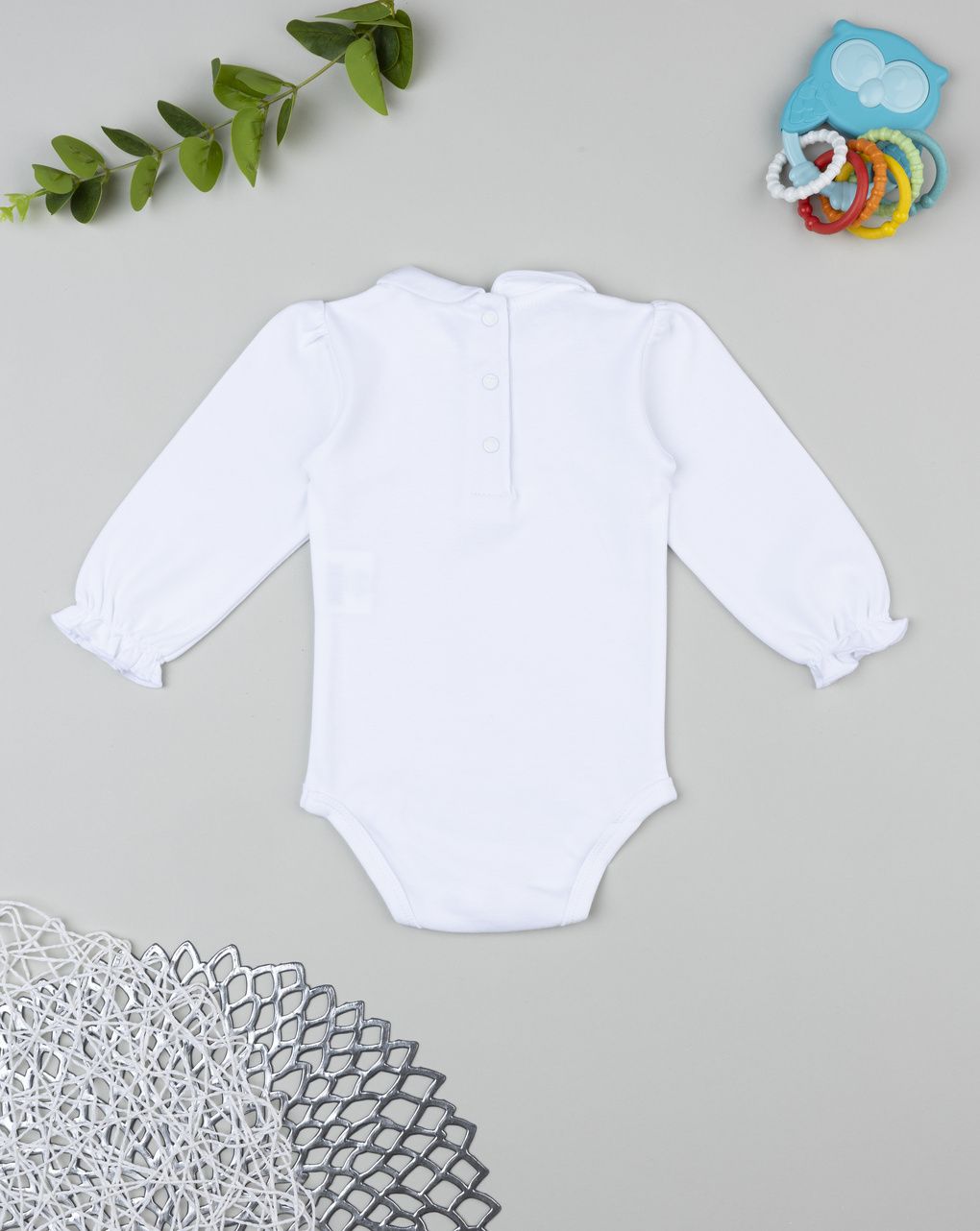 Body bimba bianco ricamo fiori