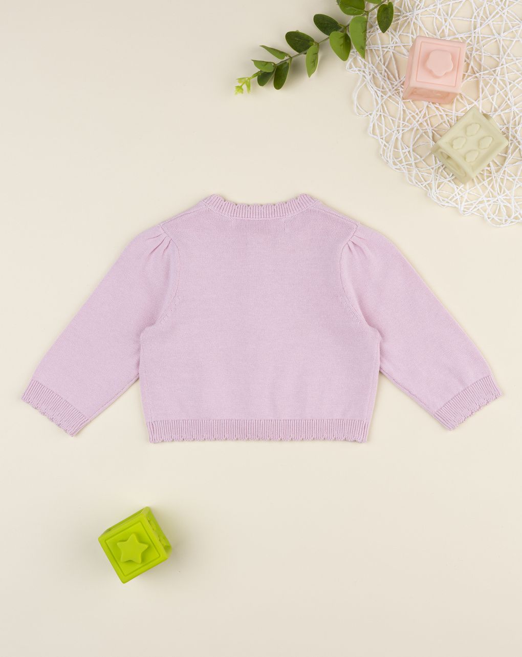 Cardigan bimba rosa ricamo fiori