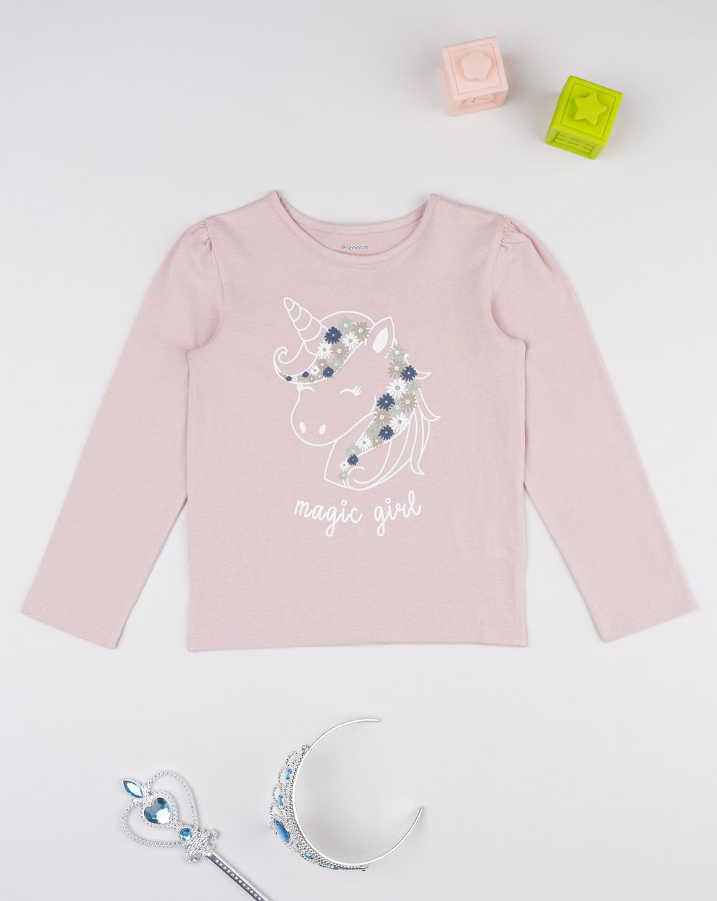 T-shirt bimba rosa stampata unicorno