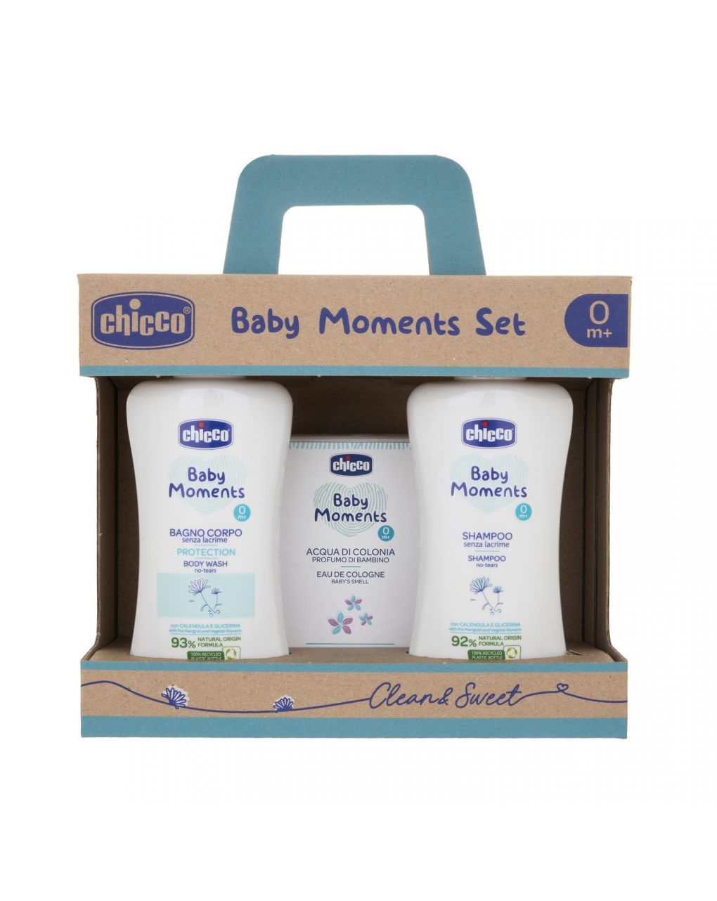 Baby moments set 1 bagno corpo, shampoo, colonia - chicco