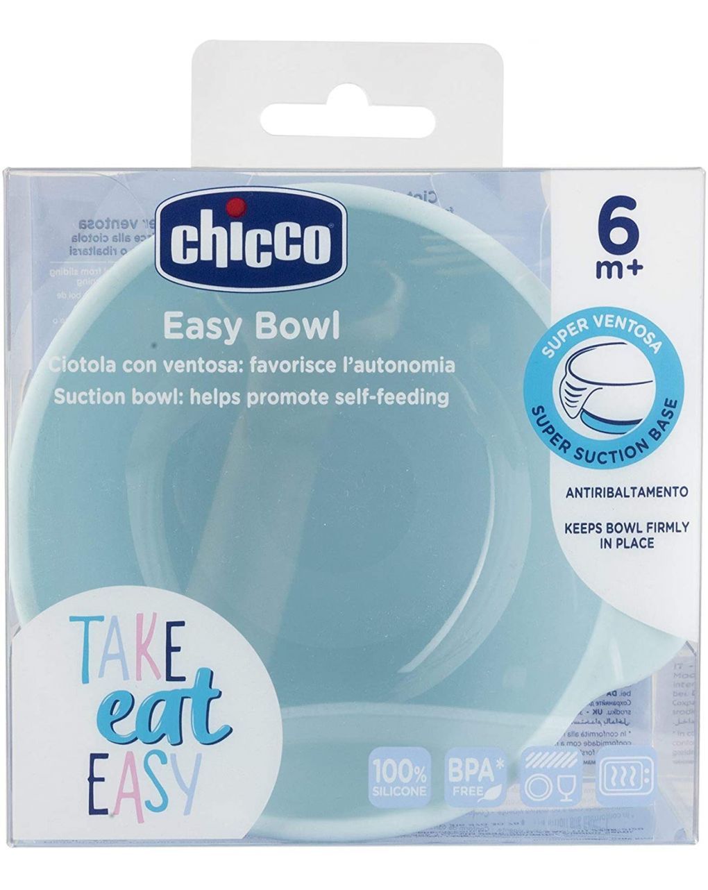 Ciotola silicone con ventosa 6m+ azzurra - chicco