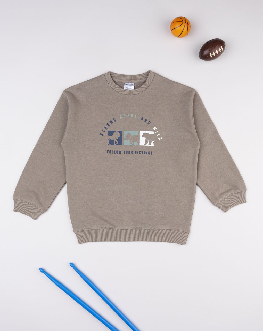 Felpa bimbo marrone stampa dinosauri