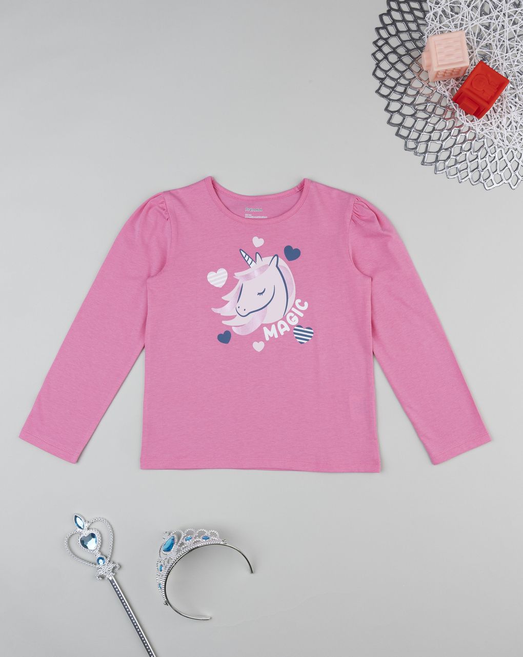 T-shirt bambina rosa stampa unicorno