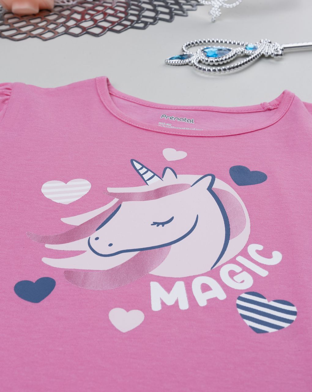 T-shirt bambina rosa stampa unicorno