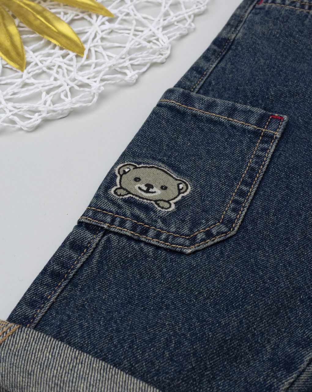 Pantalone bimbo denim toppe e tasche