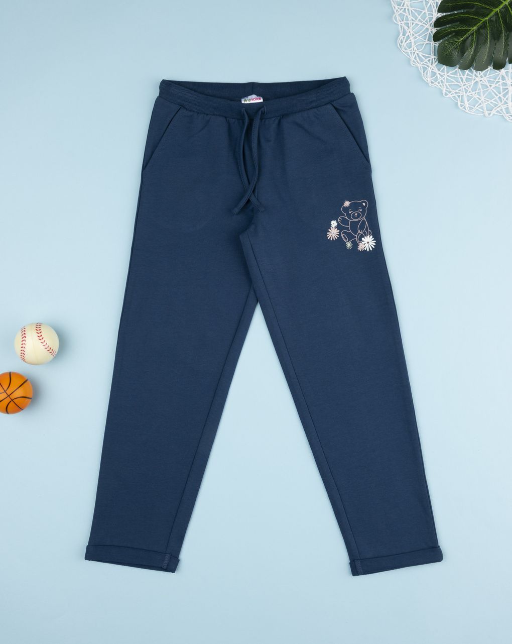 Pantalone felpato bimba blu