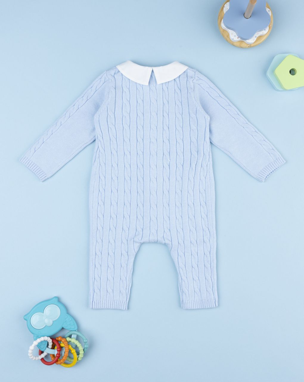 Tutina neonato tricot azzurro