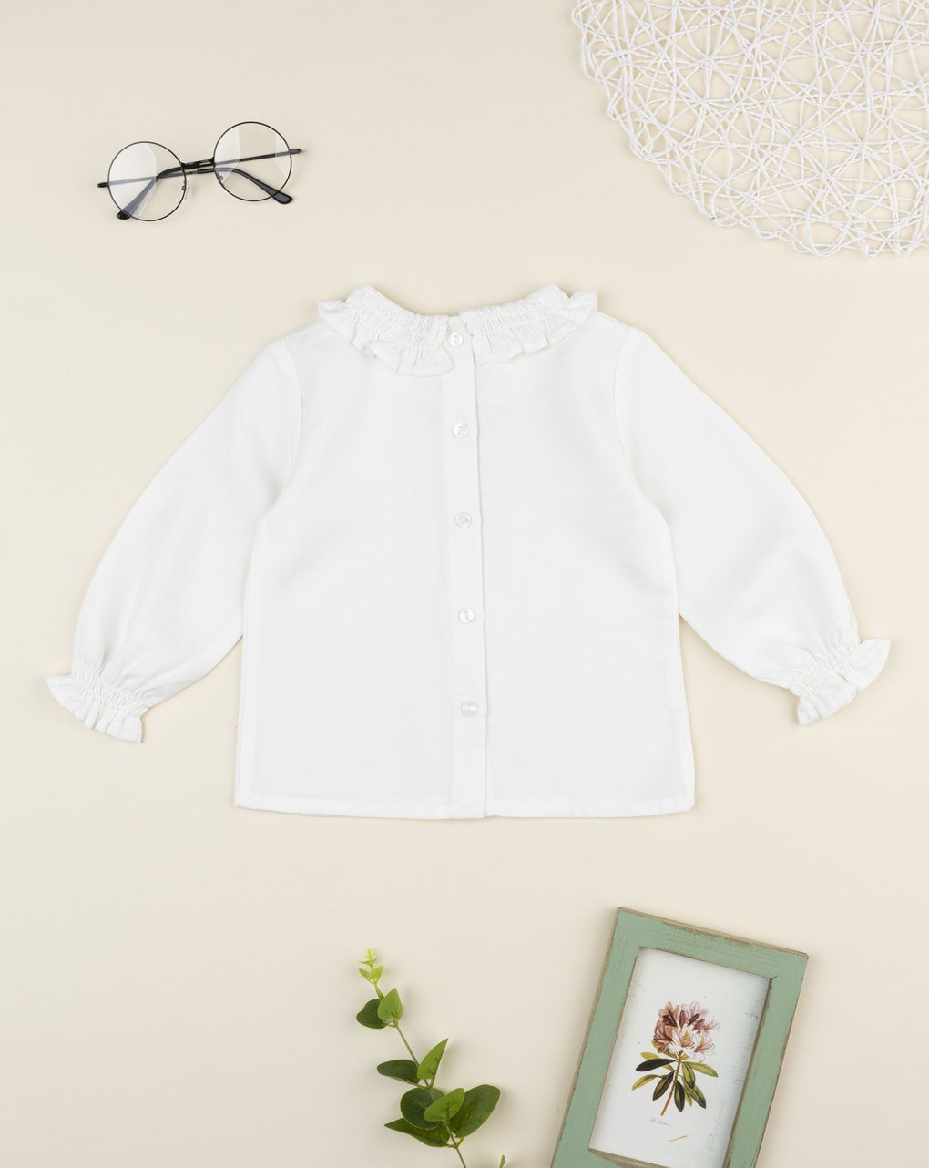 Camicia bimba bianca con frill