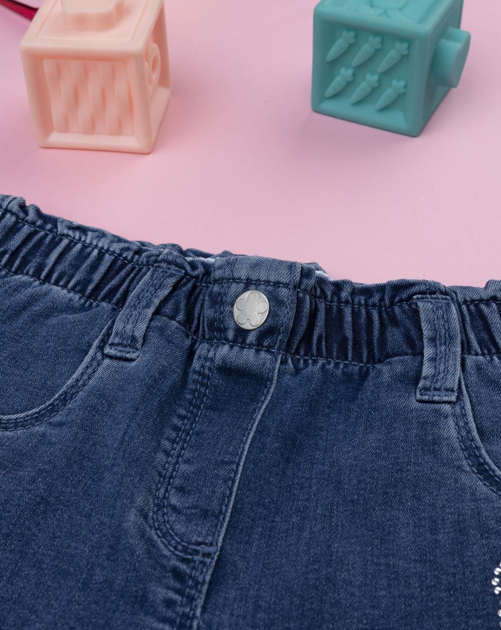 Jeans denim zampa bambina  fiori