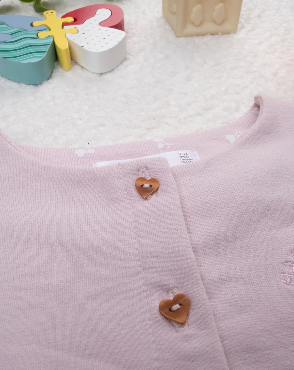 Cardigan bimba rosa ricamo cuore