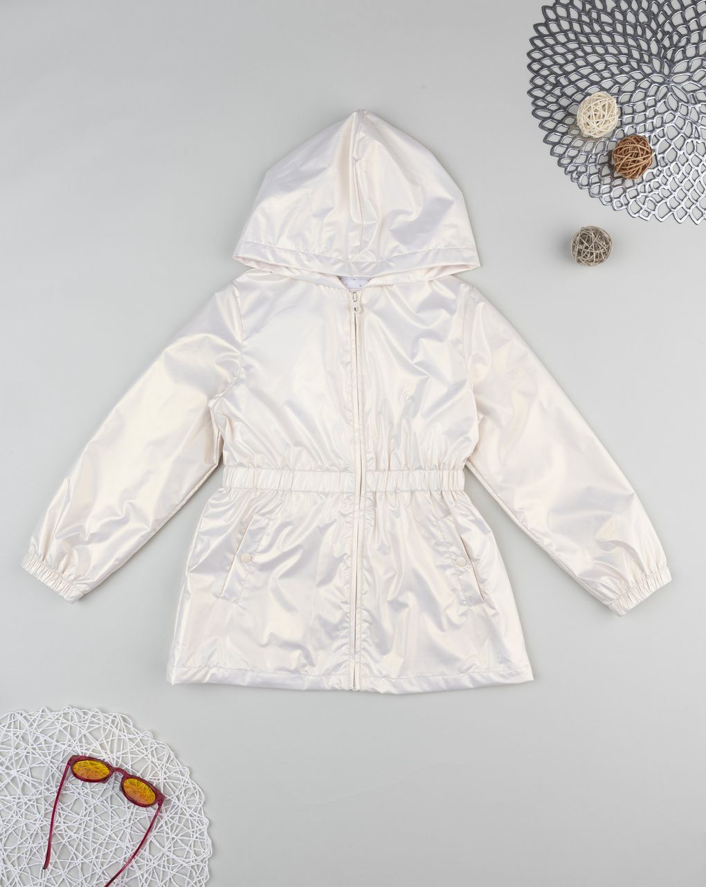 Giacca bambina bianco cangiante