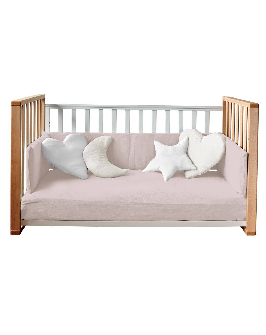 Letto infinito naturale con tessili muslin rosa petalo - italbaby
