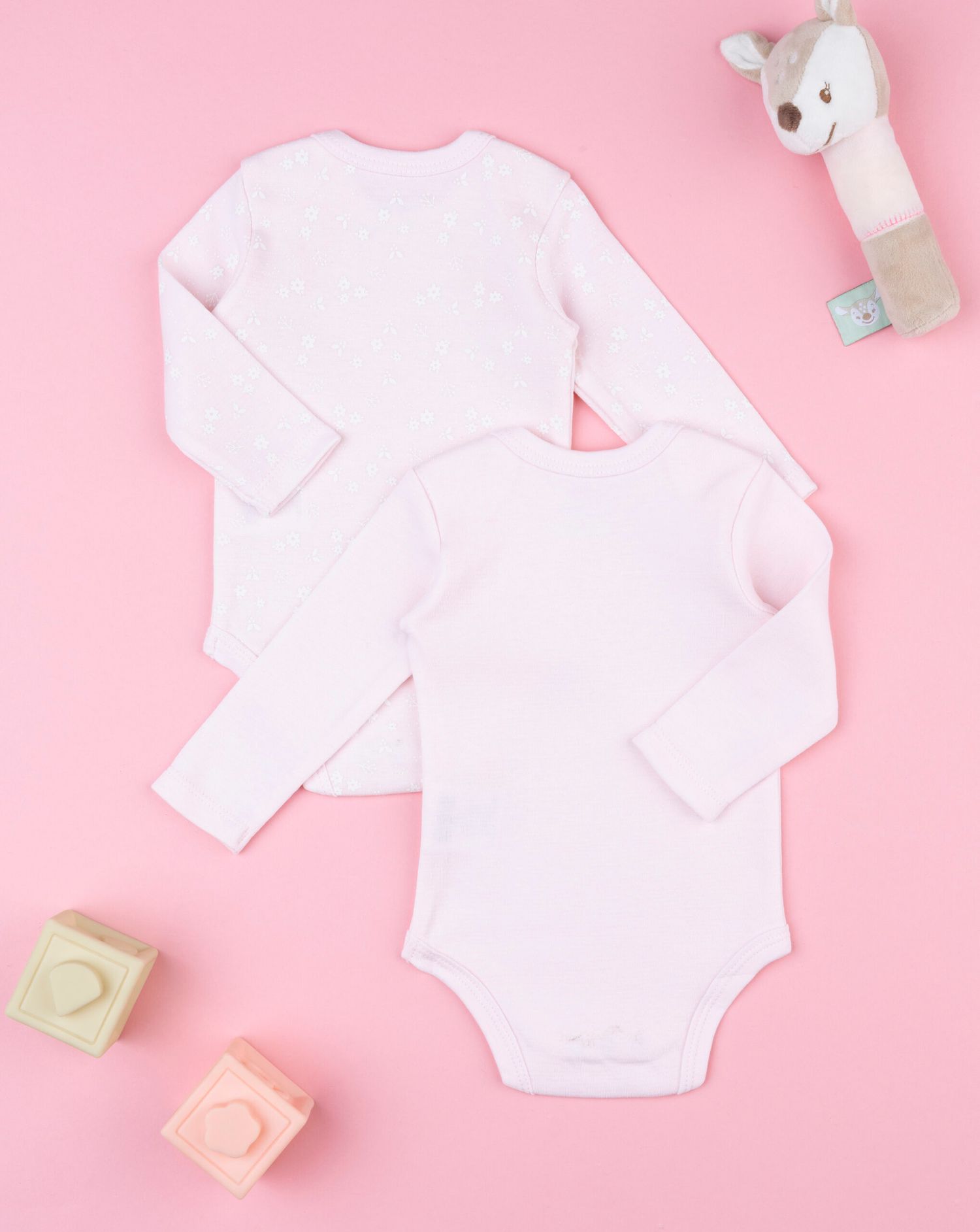 Body bimba maniche lunghe rosa fiori
