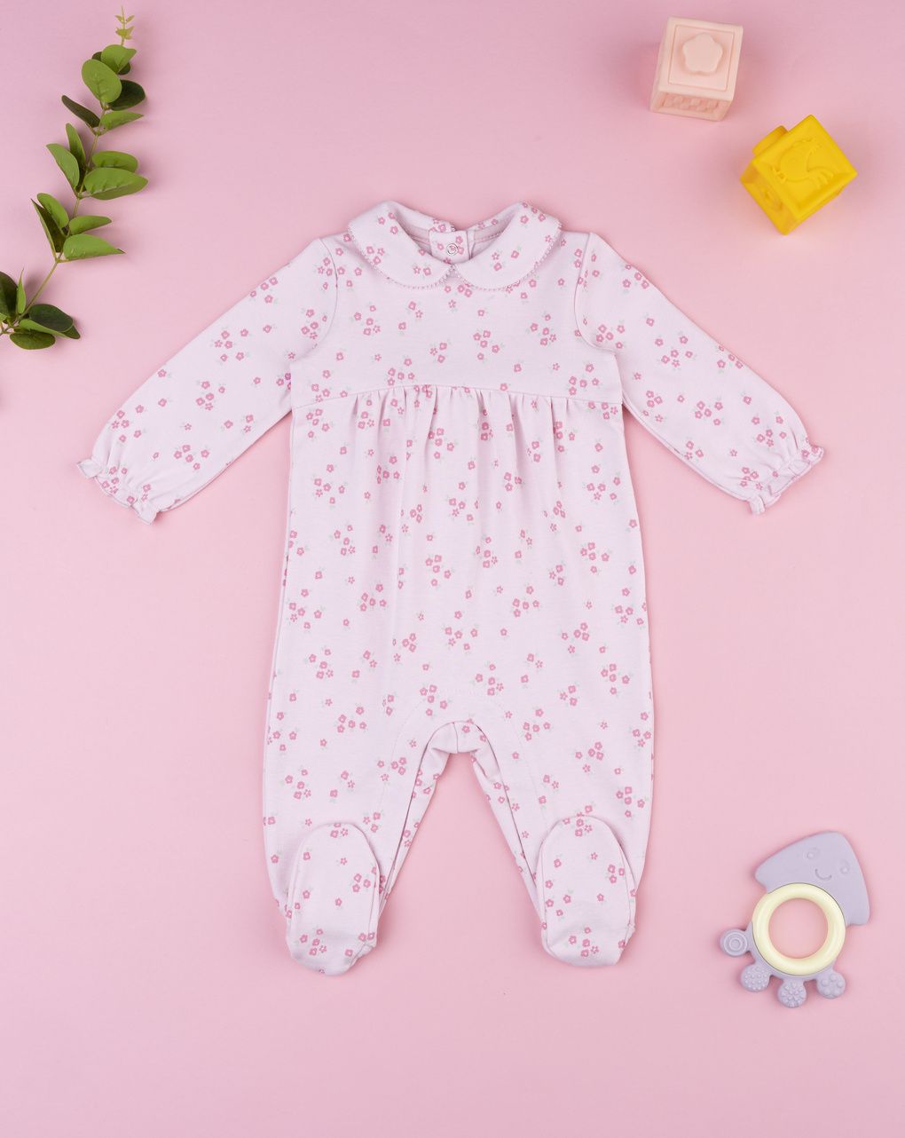 Tutina bimba rosa fiorellini allover