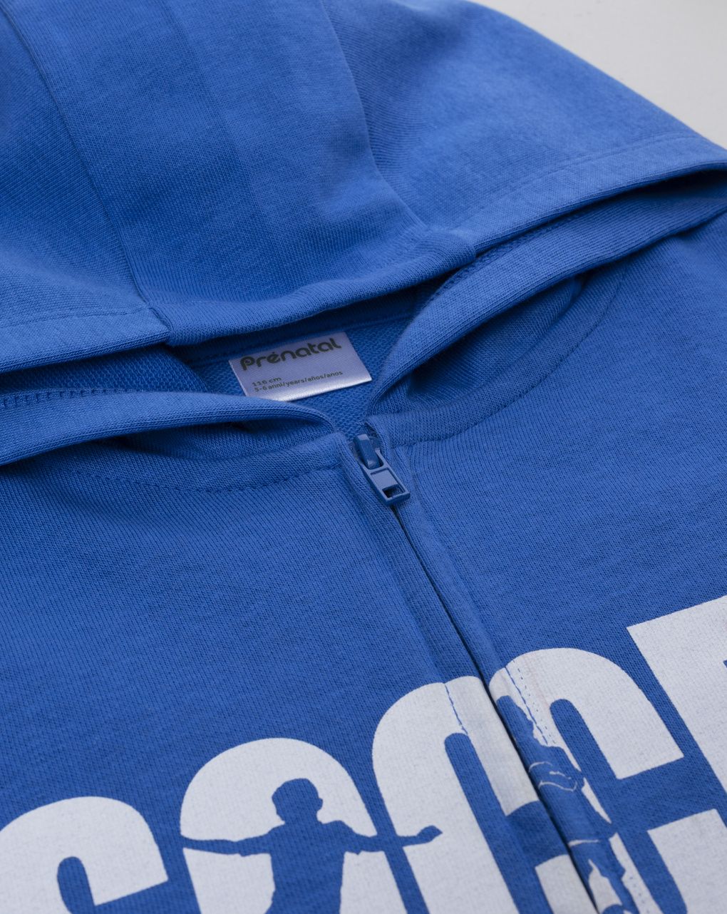 Felpa bambino blu stampa soccer con cappuccio