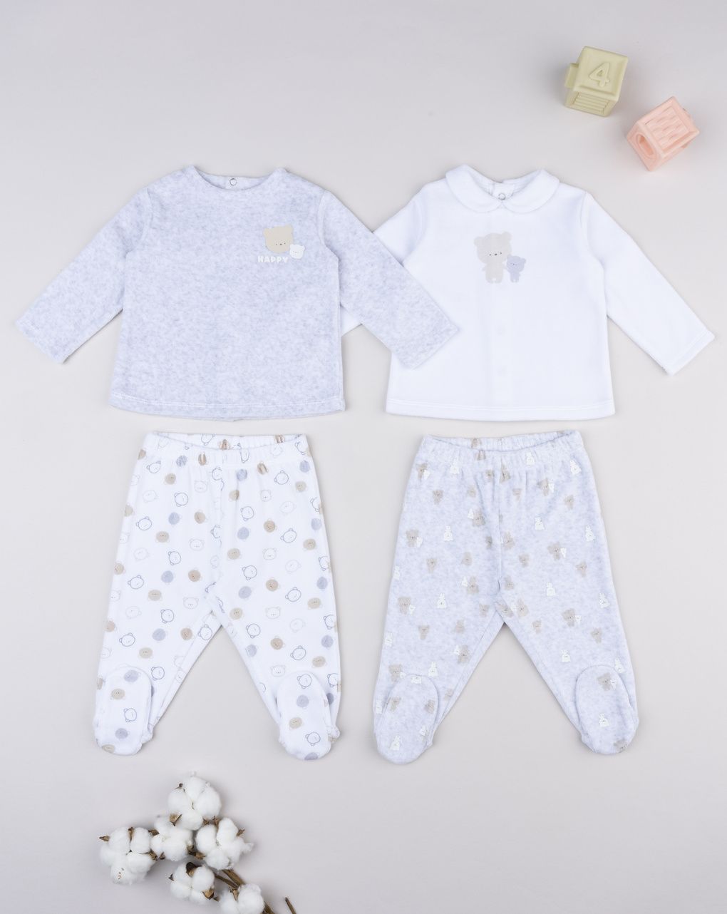 Pack 2 completi neonato bianco/grigio