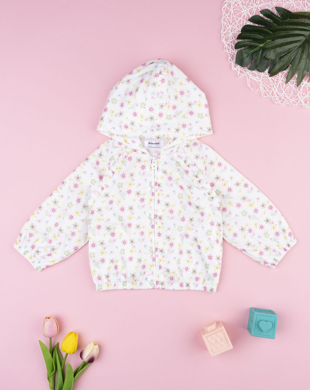 Giacca antivento bimba allover bianca