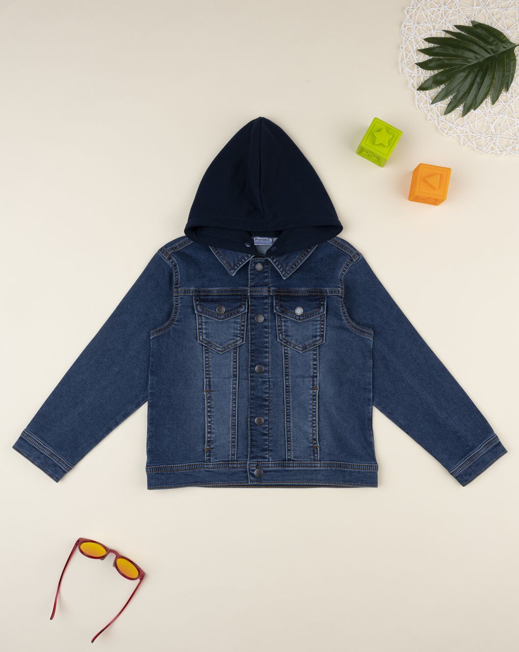 Giubbino denim bimbo con cappuccio