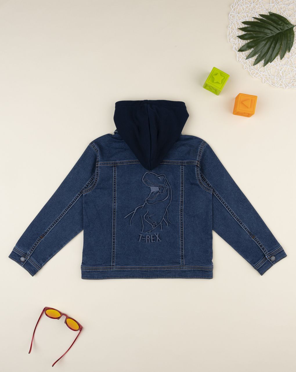 Giubbino denim bimbo con cappuccio