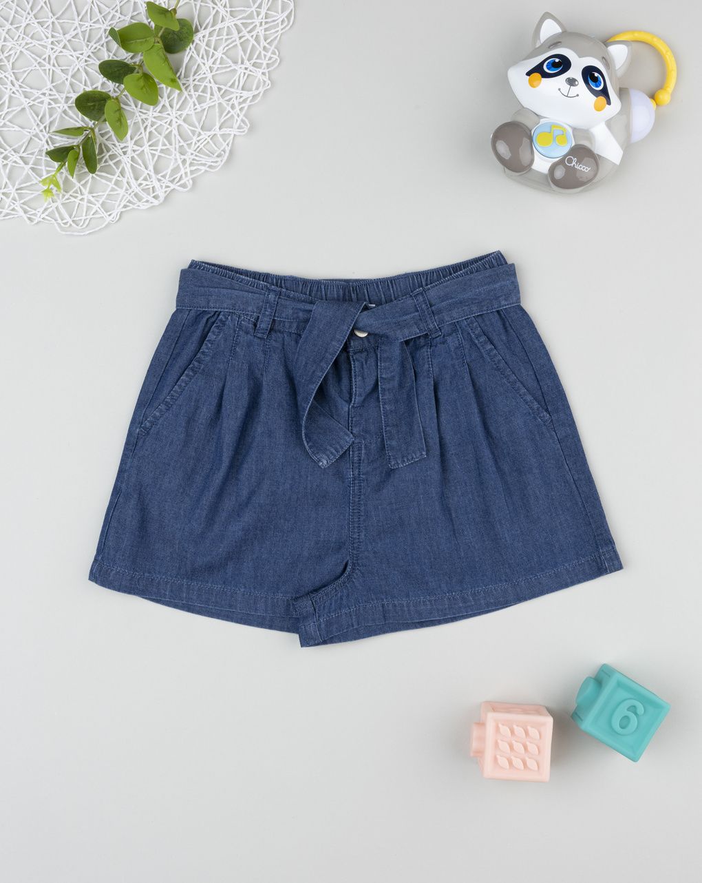 Shorts chambray scuro bambina