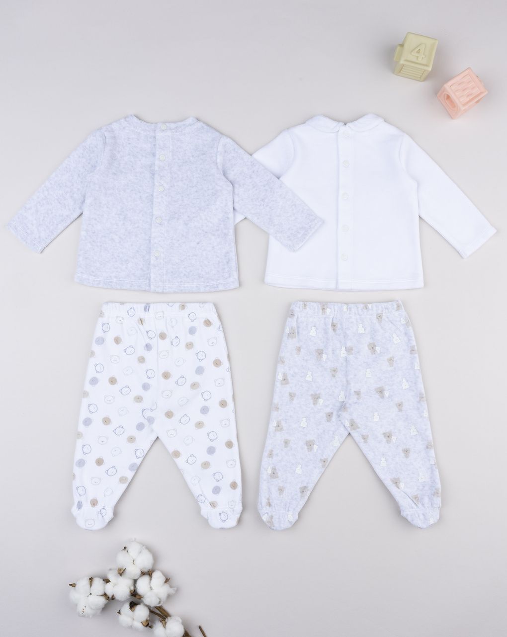 Pack 2 completi neonato bianco/grigio