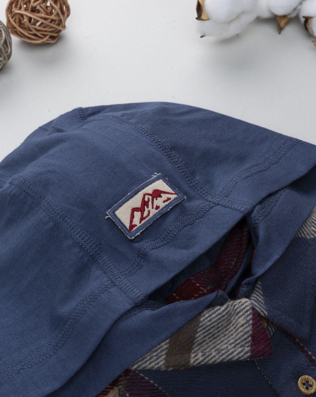 Camicia flanella bimbo multicolor con cappuccio