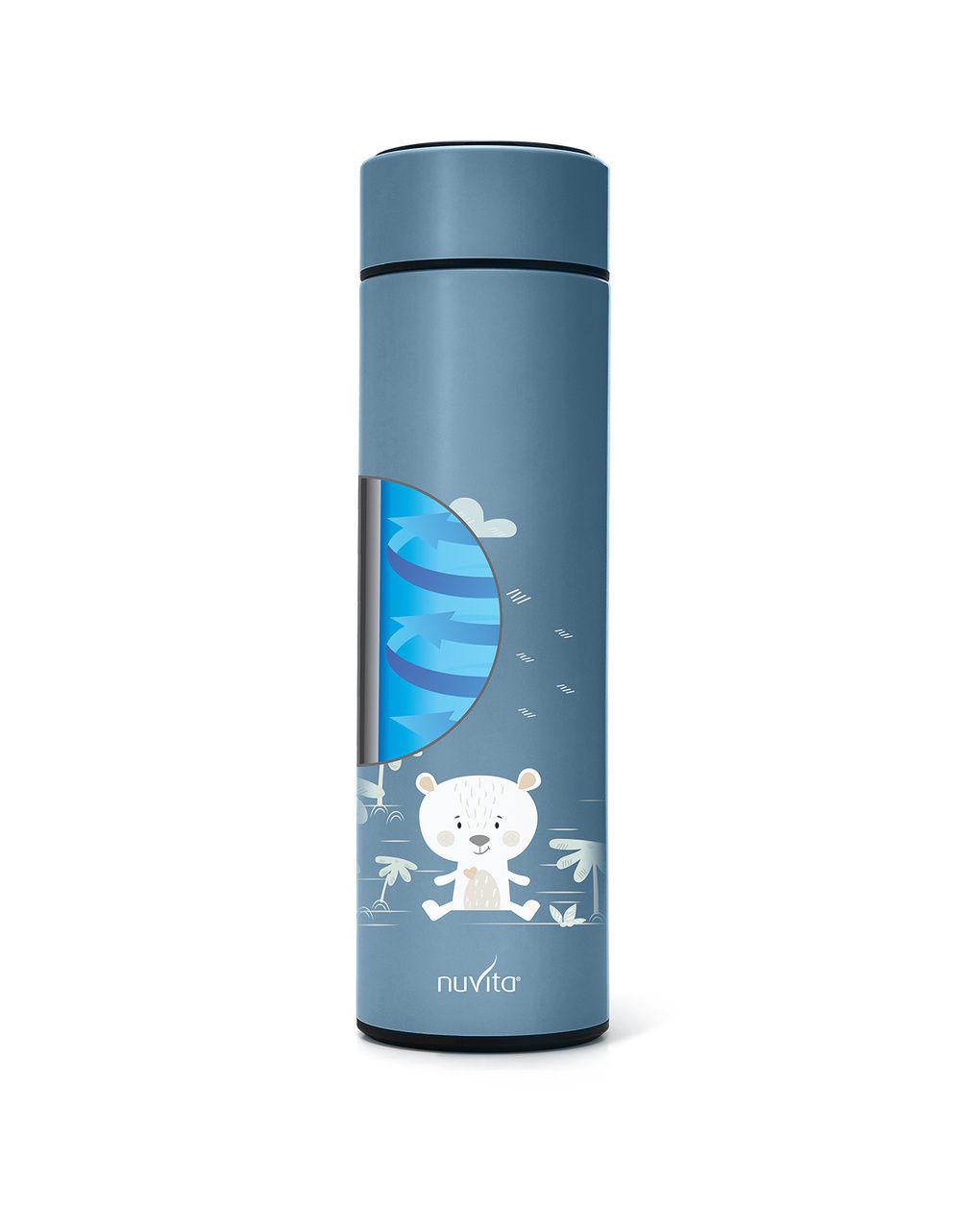 Borraccia termica 500ml con termometro led 4455 col. powder blue - nuvita