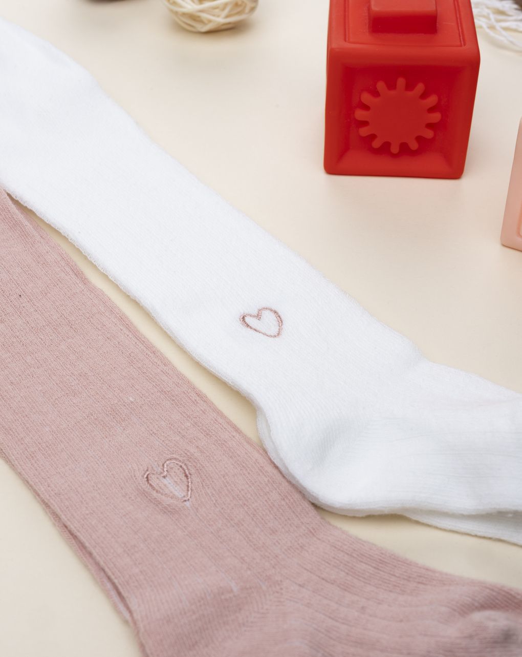 Pack 2 collant coste bambina con cuori