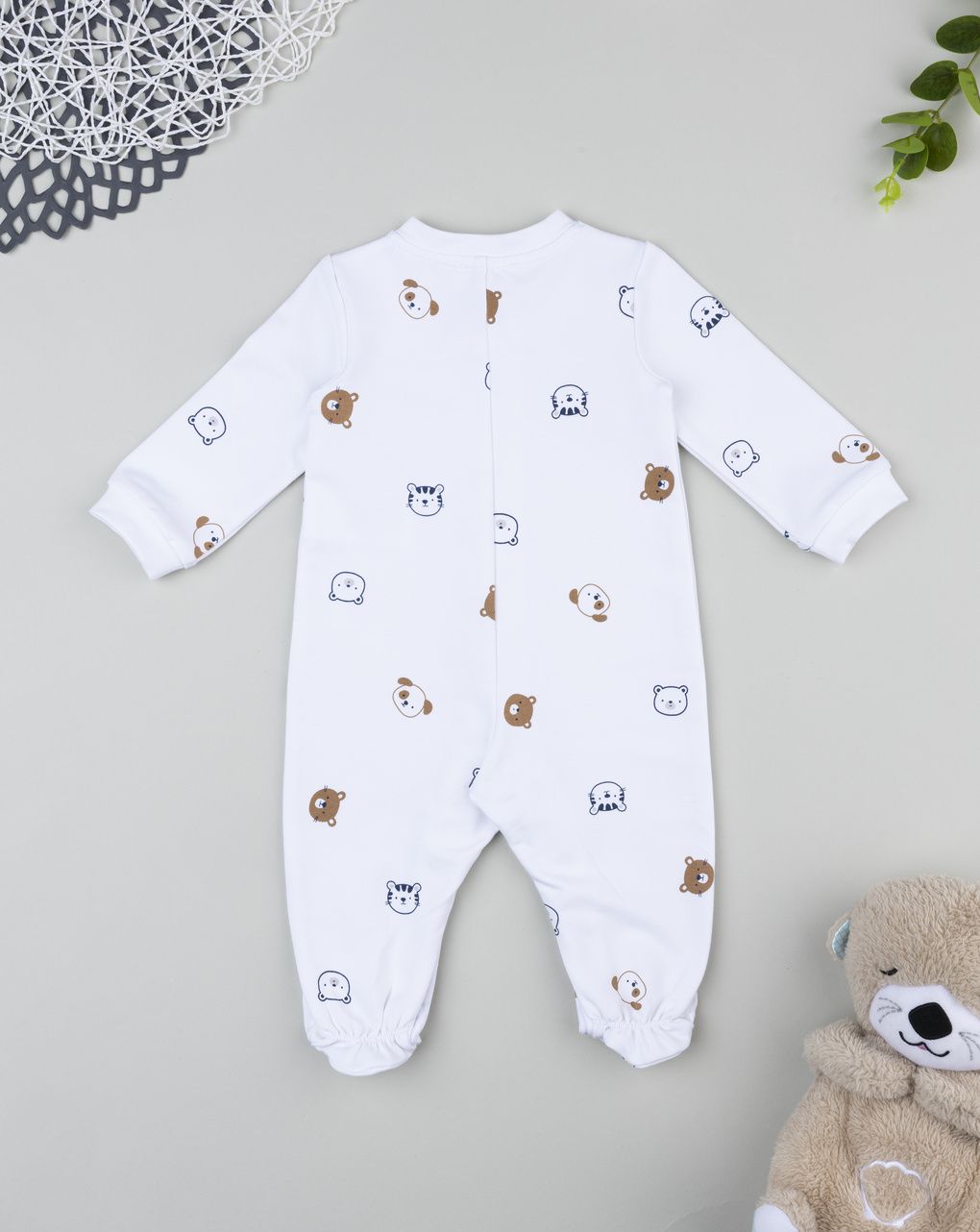 Tutina neonato bianca stampa orsetti
