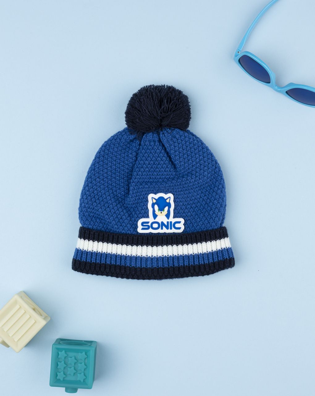 Berretto tricot blu bambino sonic