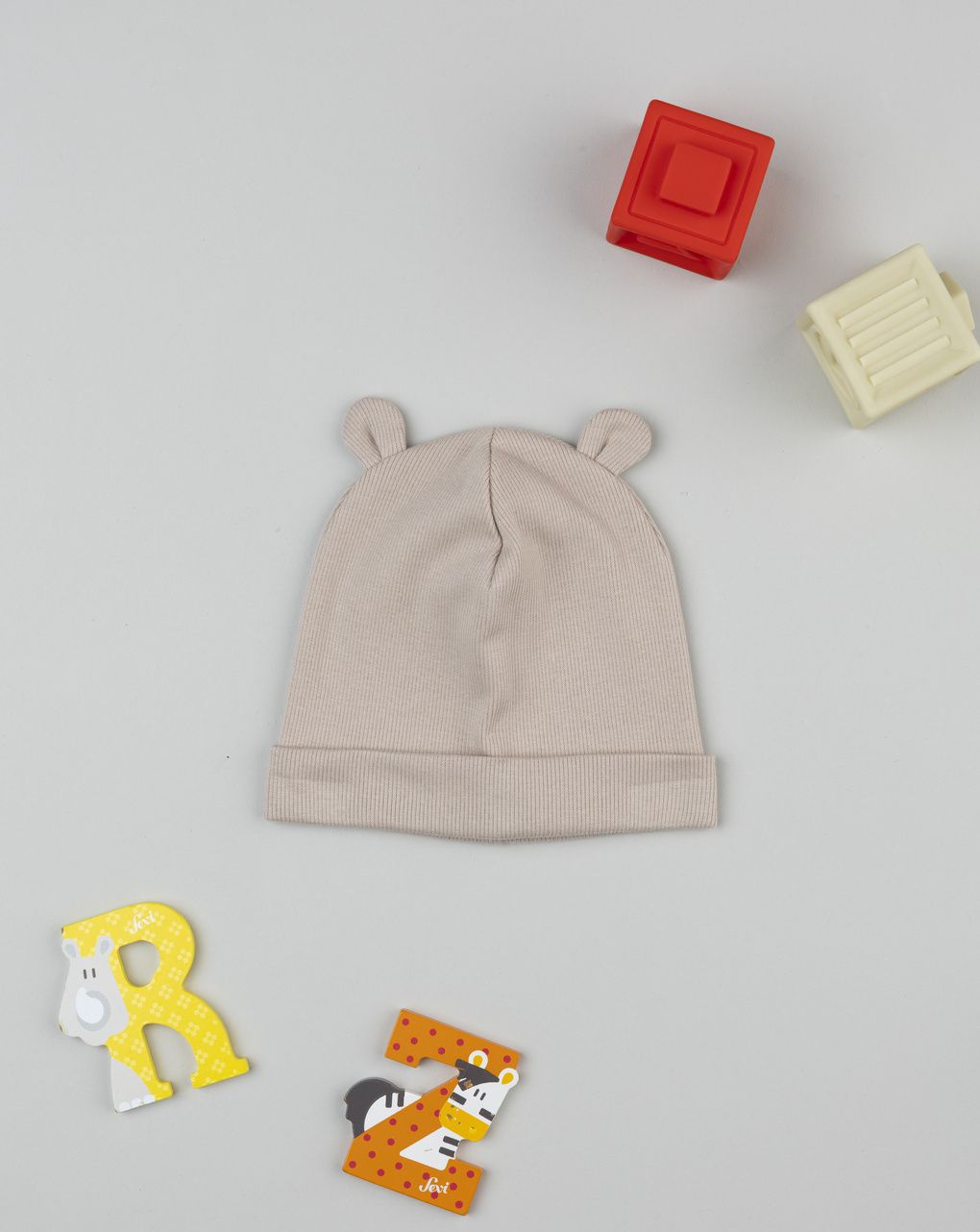 Berretto bimbo beige con orecchie