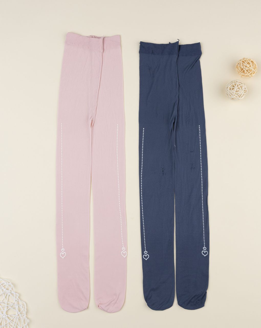 Collant microfibra bambina rosa/blu cuori