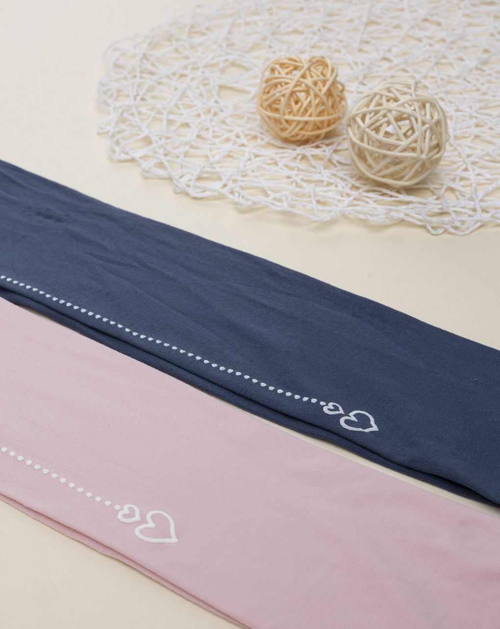 Collant microfibra bambina rosa/blu cuori