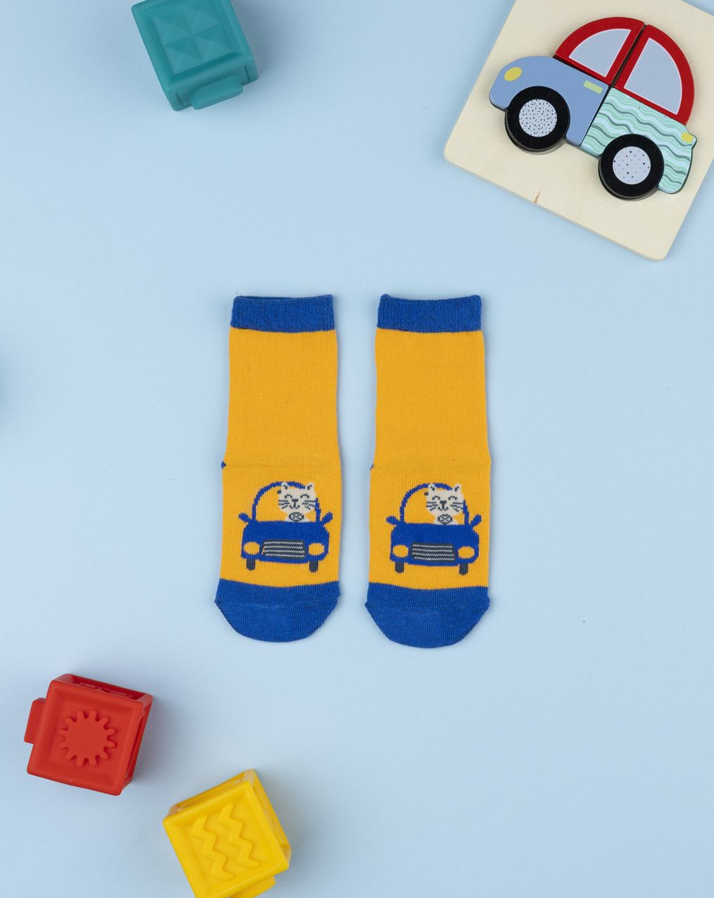 Antiscivolo bimbo giallo/blu macchinina