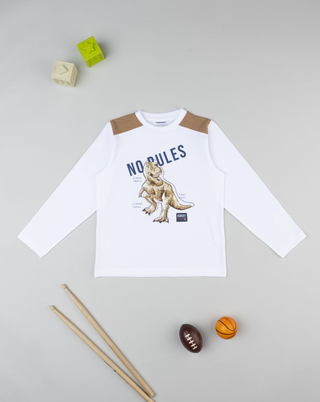 T-shirt bambino bianca stampa t-rex