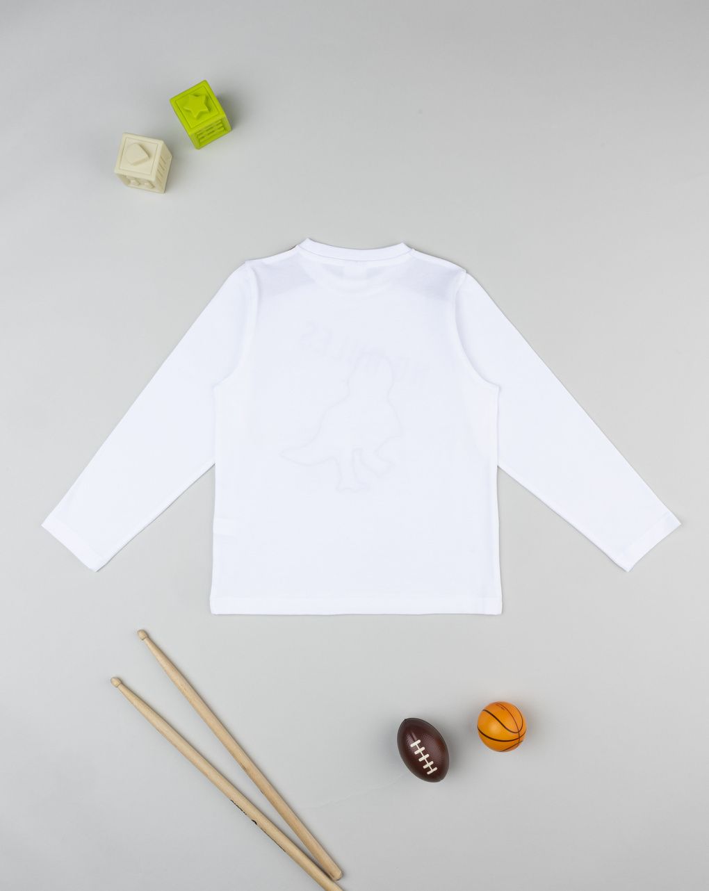 T-shirt bambino bianca stampa t-rex