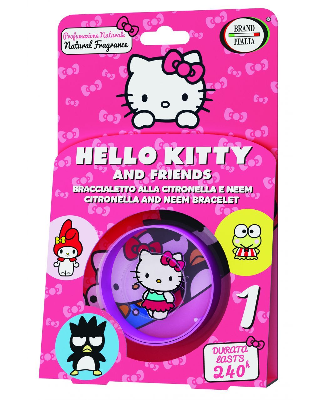 Hello kitty and friends braccialetto alla citronella e neem - brand italia