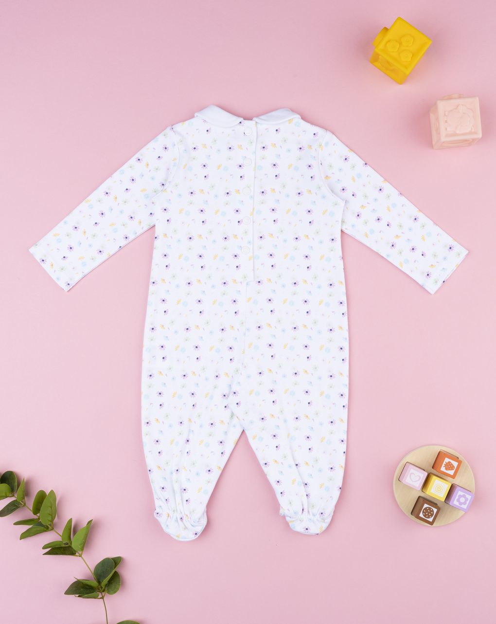 Tutina neonata bianca stampata baby smile