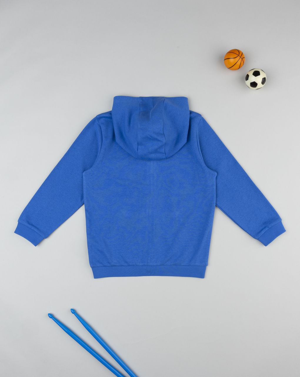 Felpa bambino blu stampa soccer con cappuccio