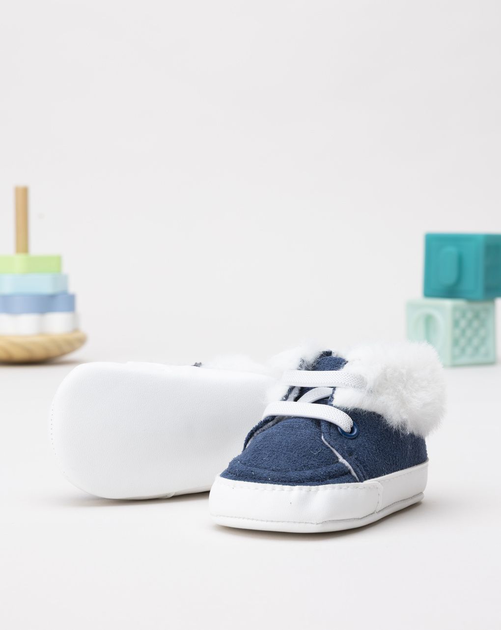 Scarpine neonato fake fure blu