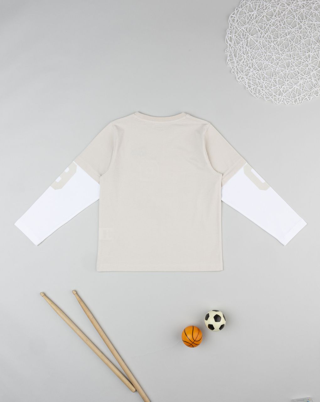T-shirt beige bambino finto doppio