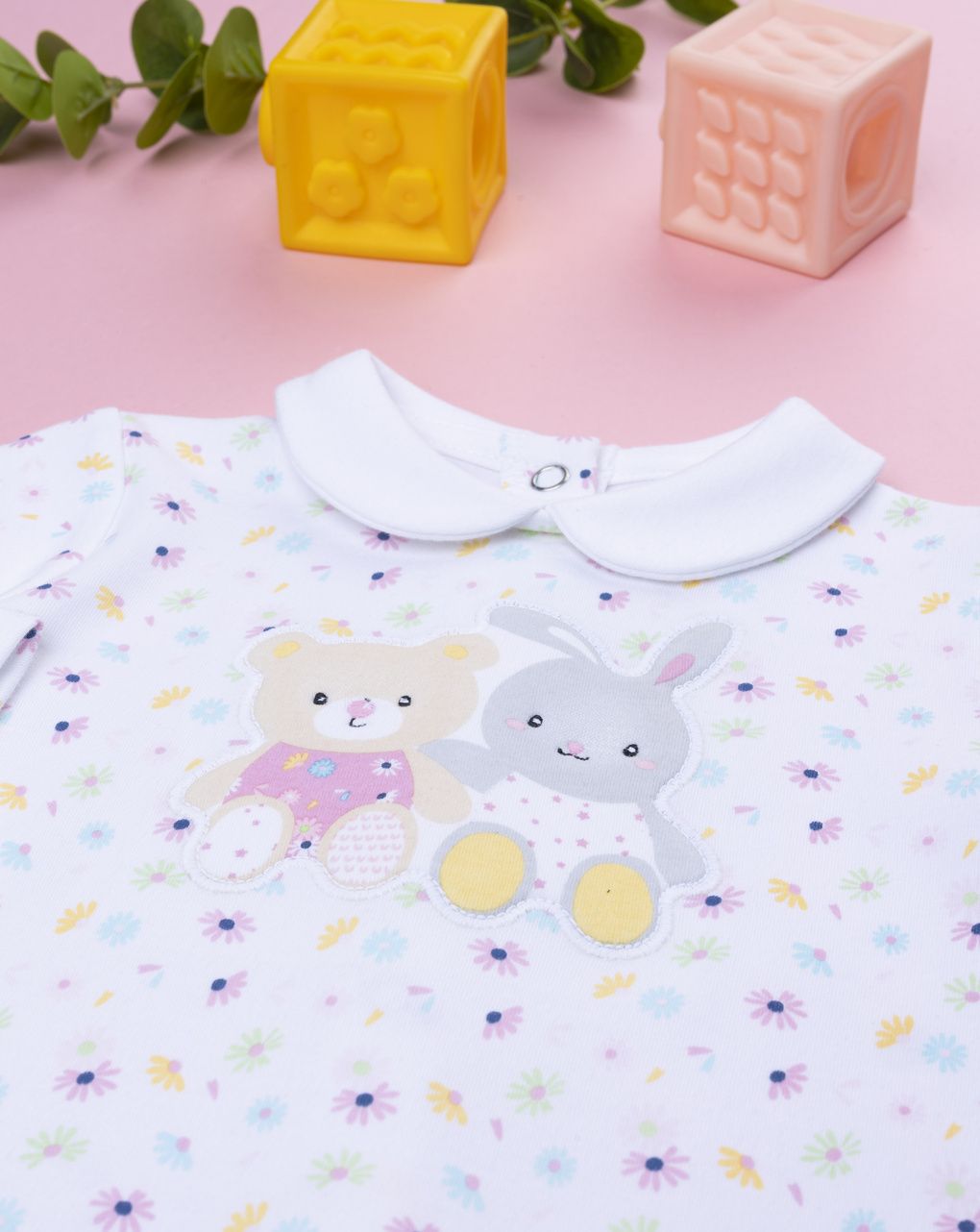 Tutina neonata bianca stampata baby smile