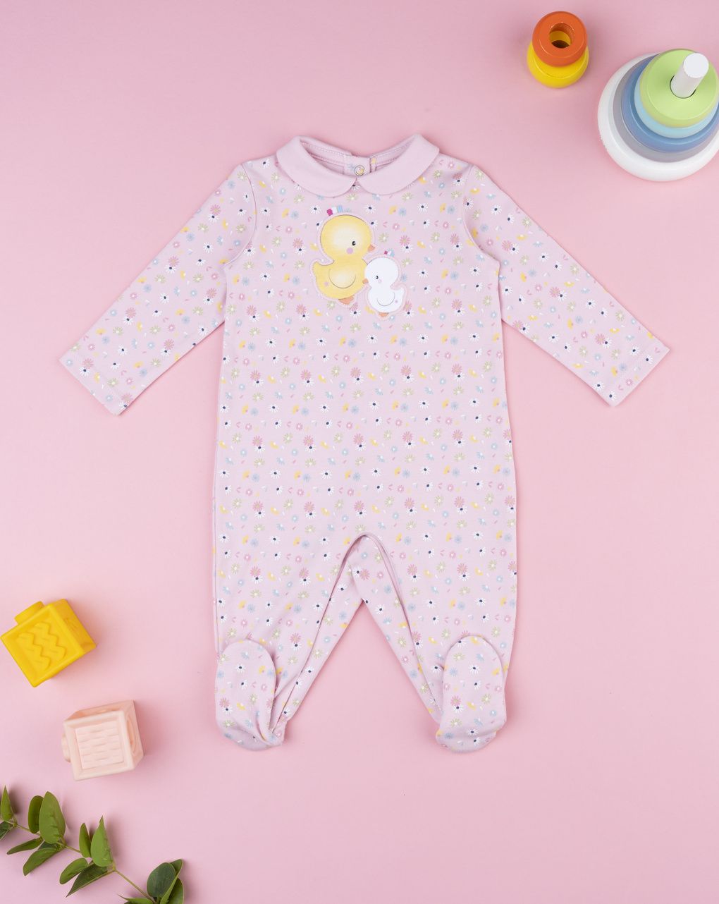 Tutina neonata rosa stampata baby smile