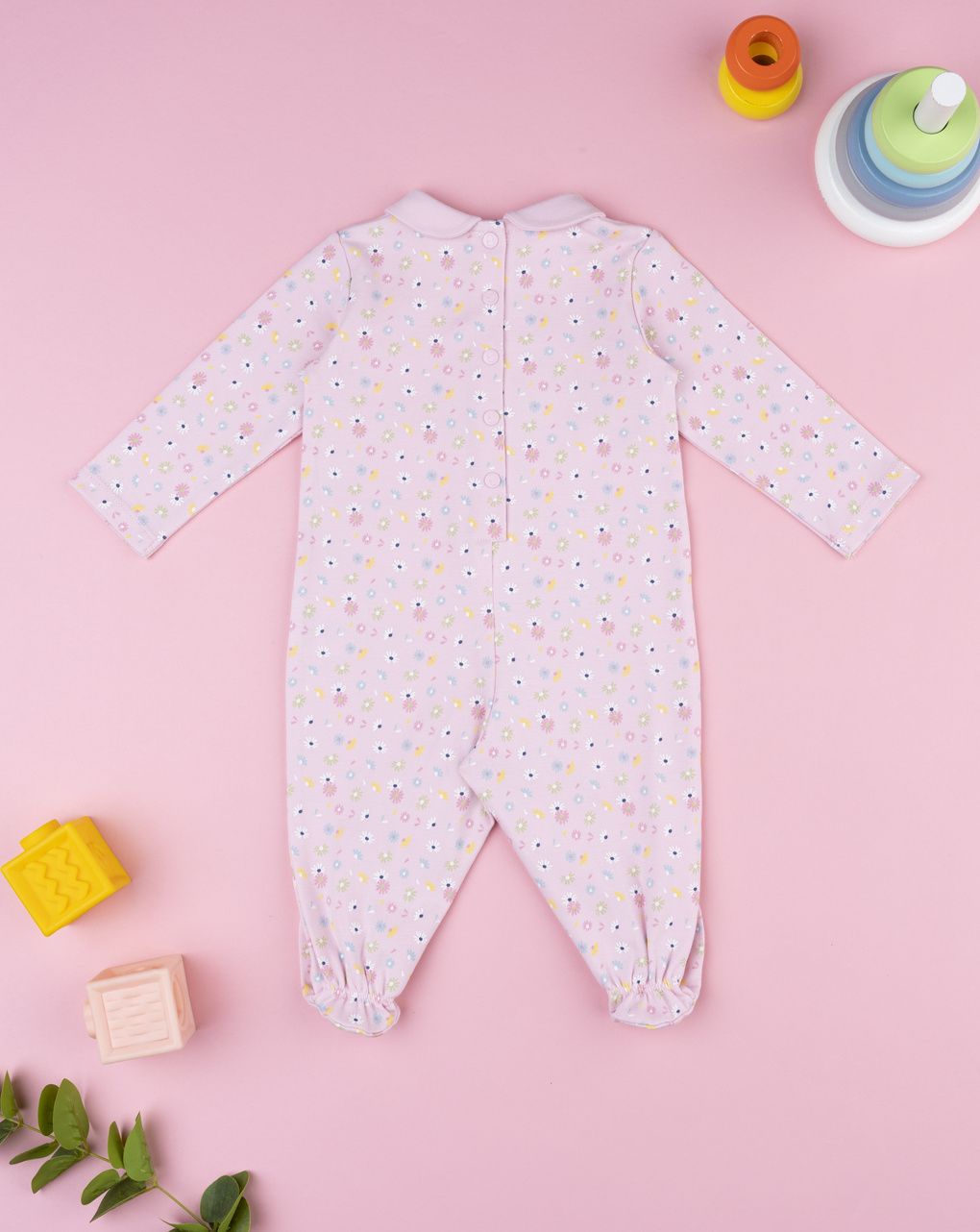 Tutina neonata rosa stampata baby smile