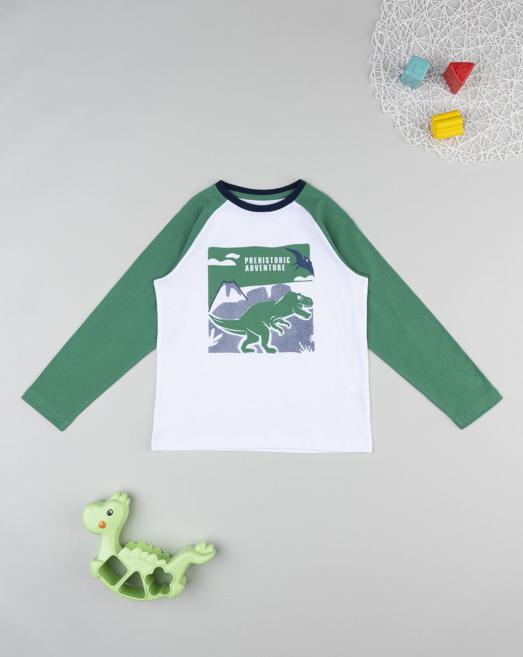 T-shirt bambino bianco/verde stampa